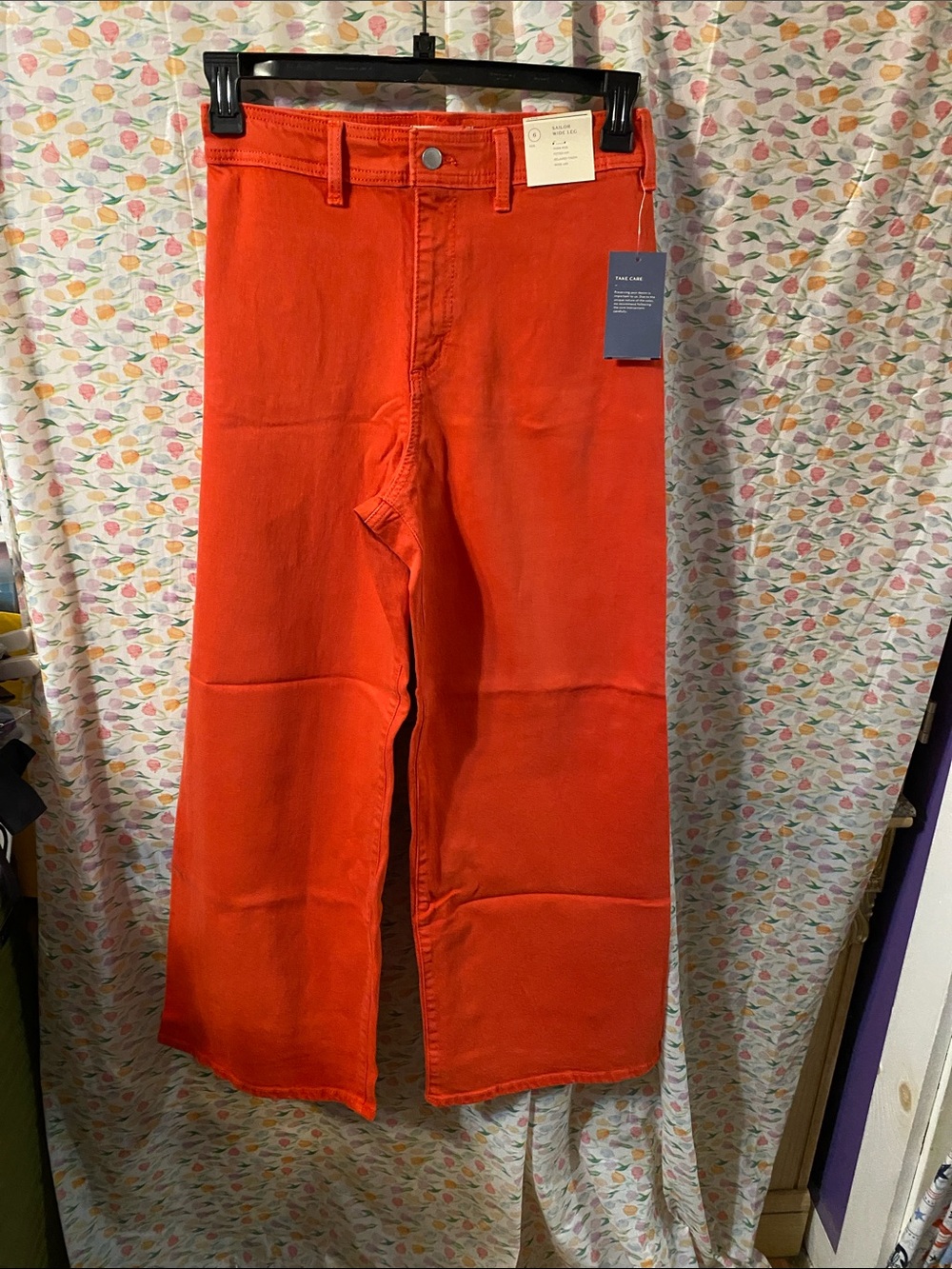 Bold Red/Orange Wide-Leg Pants